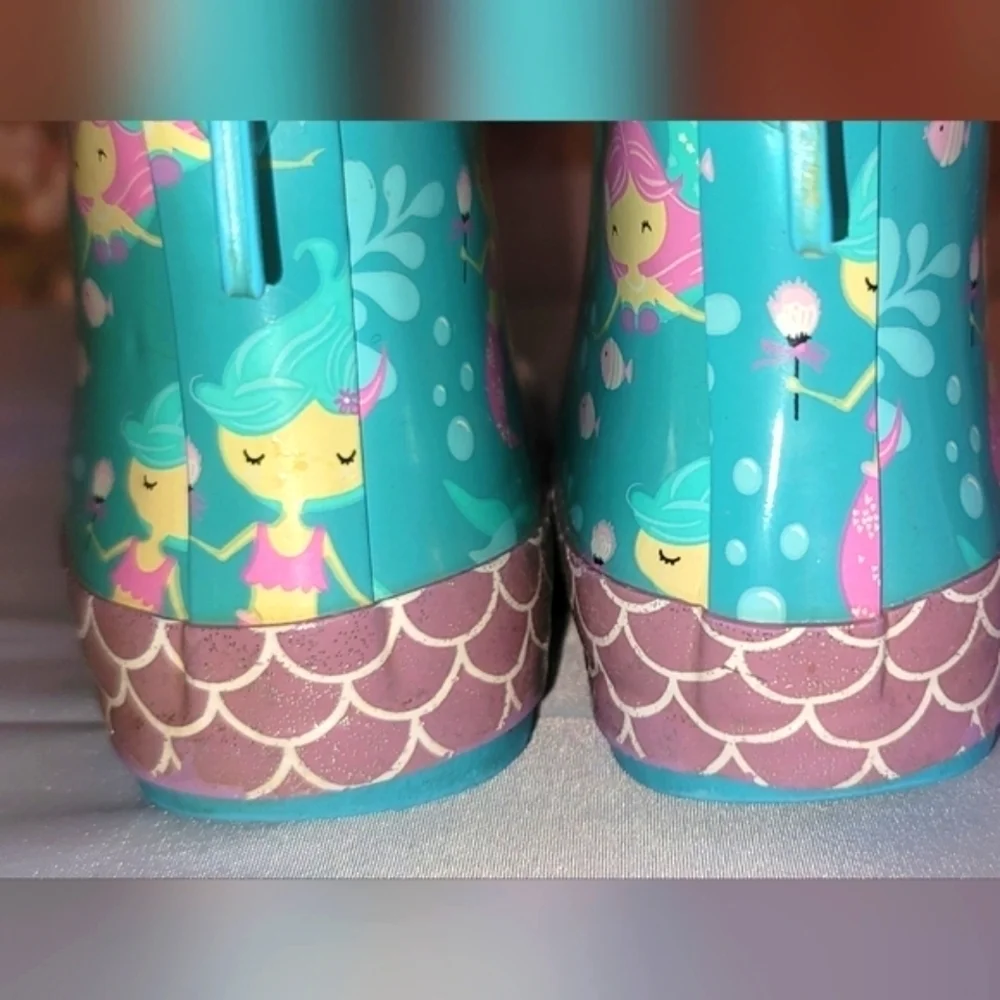 Mermaid Rubber Rain Boots lined with faux Sherpa